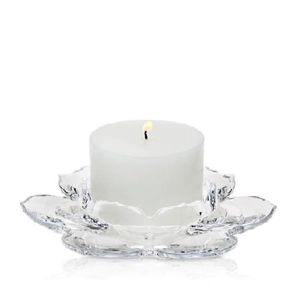 New Godinger Shannon Bohemian Crystal Lotus Pillar Candle Holder - Picture 1 of 7